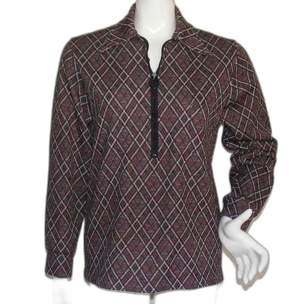 Vintage Blouse, M/L, Dagger Collar, Half Zip Pullover, Long Sleeves
